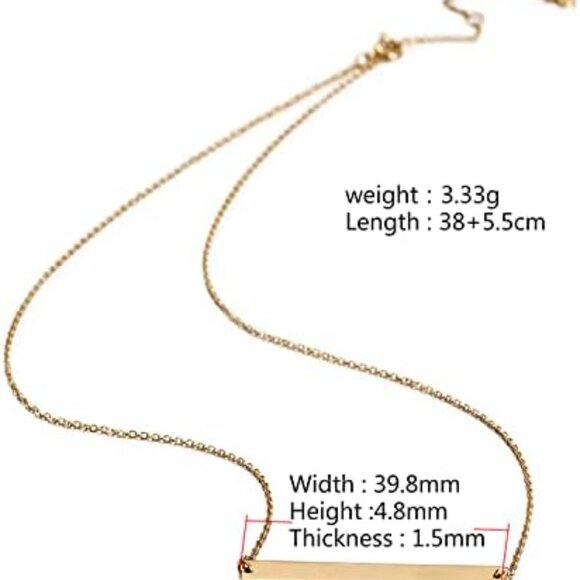 Elegant 14k Gold Plated Bar Necklace | Lightweight Adjustable Design for Women - Picture 6 of 9